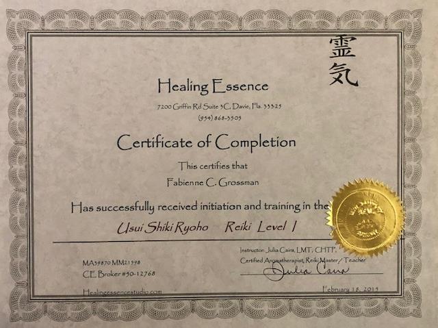 Reiki 1 Certificate
